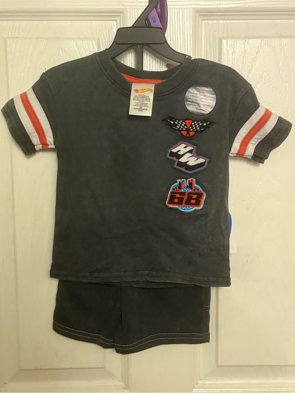Hot Wheels Black Racing Patch Short Sleeve Tee Matching Set